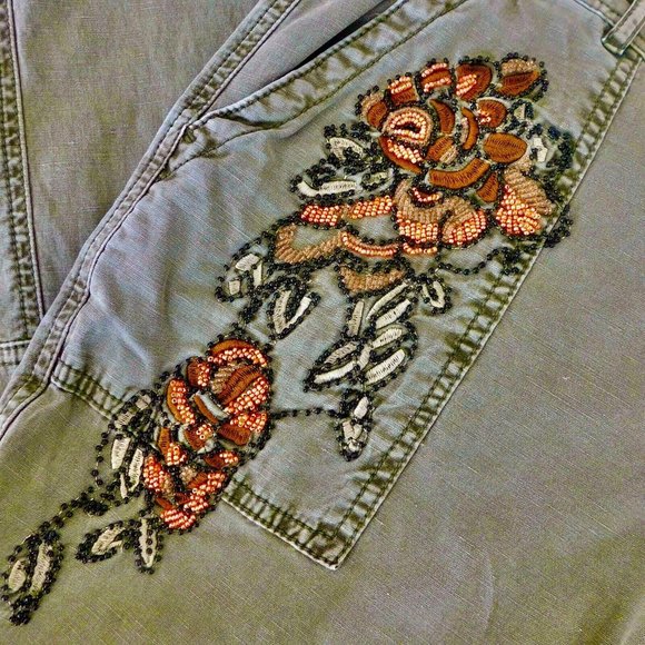 Anthropologie Olive Embroidered Pants - Picture 13 of 16